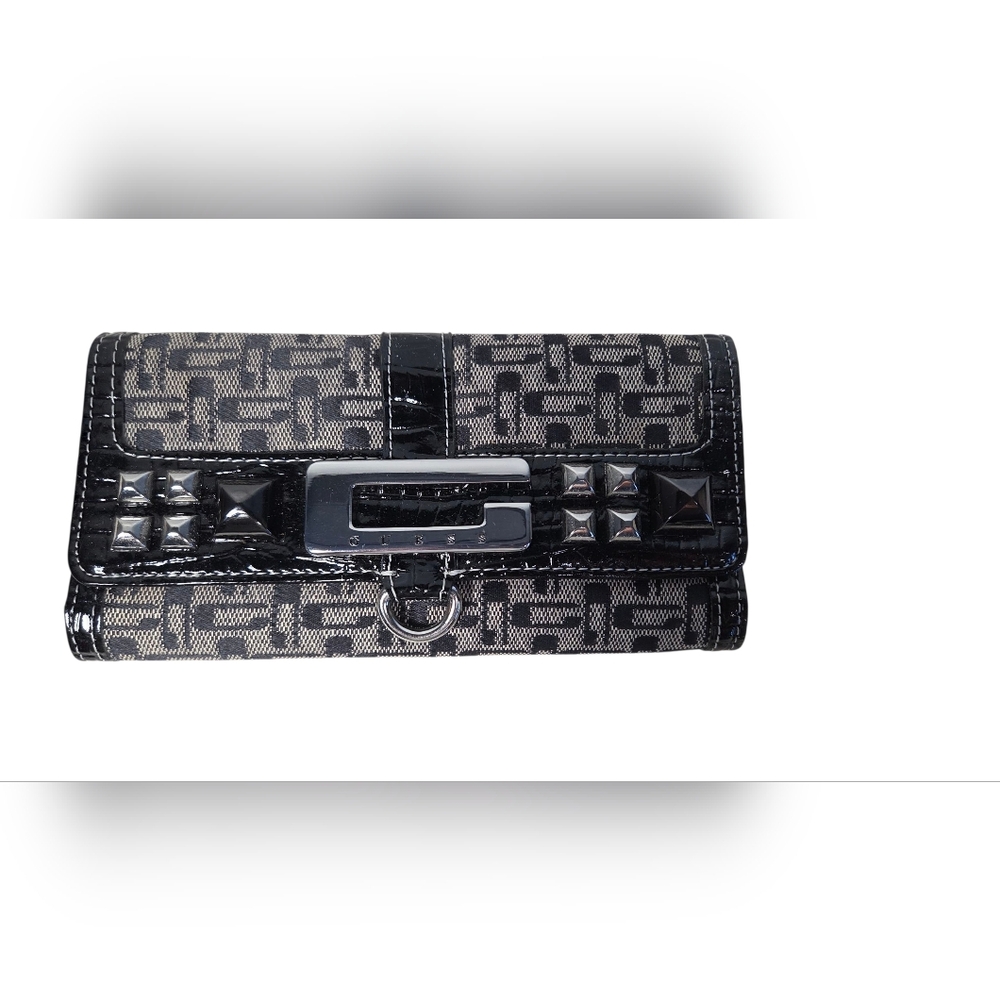 Guess Y2k Monogram Black and Silver Clutch